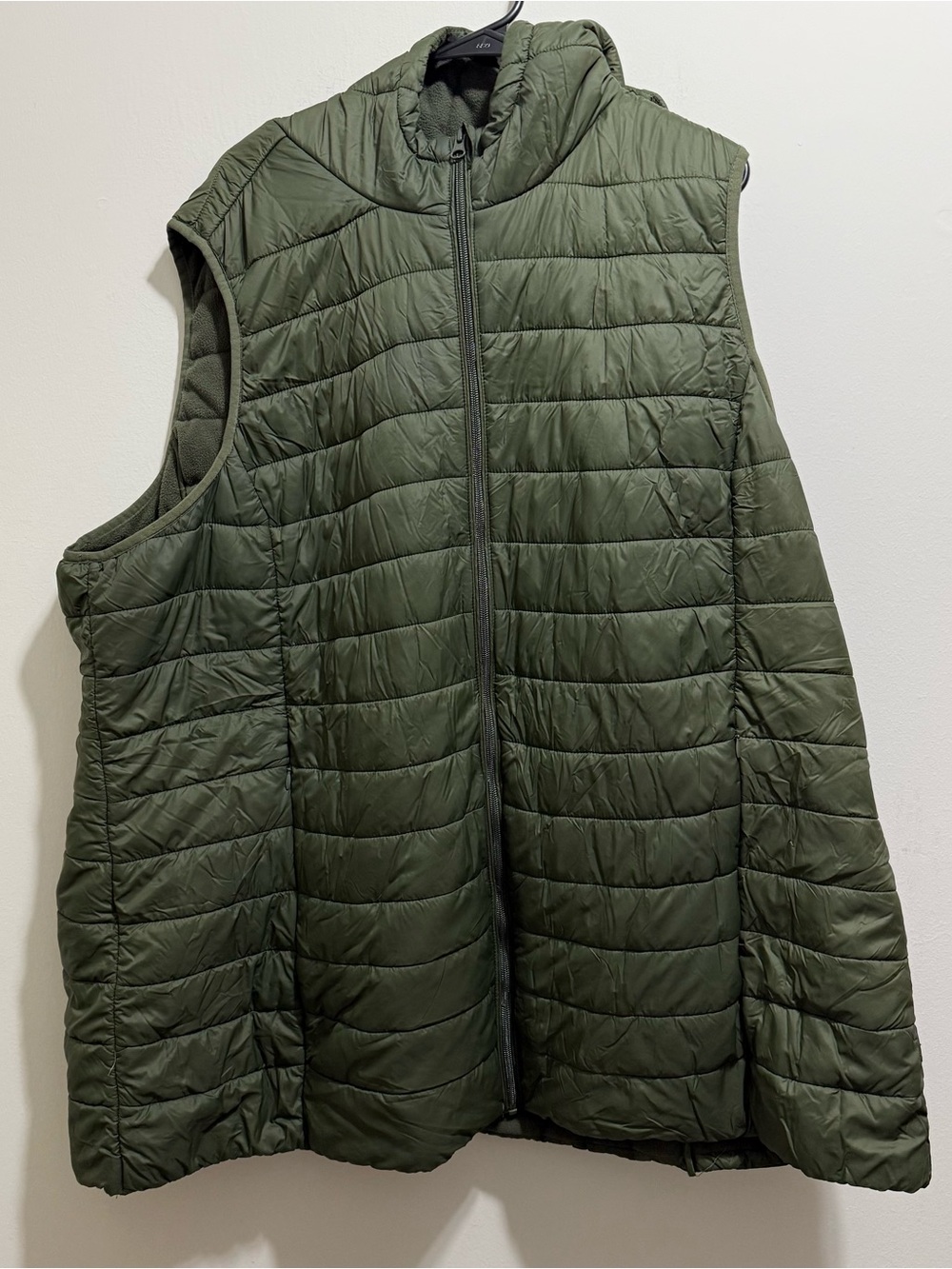 torrid Olive Green Quilted Puffer Vest with zip pockets and hood